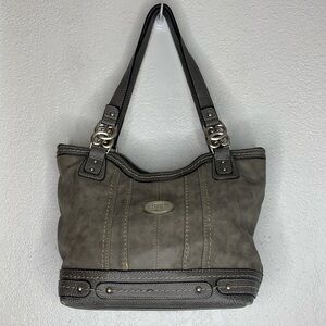 B.O.C. grey leather shoulder bag 3 compartments